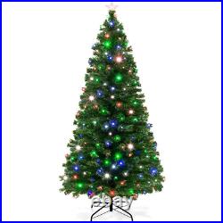 7Ft Pre-Lit Fiber Optic Artificial Pine Christmas Tree With 280 Multicolored LED L