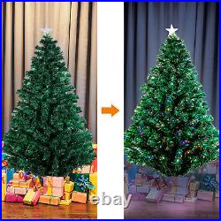 7Ft Pre-lit Fiber Optic Tree Artificial Christmas Tree Multicolor LED Star Light
