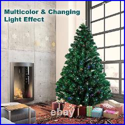 7Ft Pre-lit Fiber Optic Tree Artificial Christmas Tree Multicolor LED Star Light