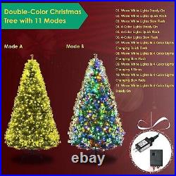 7Ft Prelit Christmas Tree, Hinged Xmas Tree with 500 Multi-Color, Warm White LED