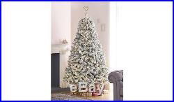 7Ft Snowy Pre-Lit Christmas Tree 200 LED Lights Metal Stand, Heavy Snow NEW