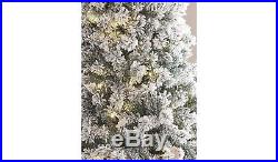 7Ft Snowy Pre-Lit Christmas Tree 200 LED Lights Metal Stand, Heavy Snow NEW