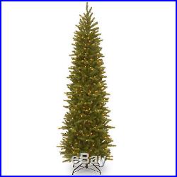 7 1/2′ Feel-Real(R) Gr&e Fir Pencil Slim Hinged Christmas Tree 350 Clear Lights