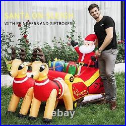7.2ft Long Christmas Inflatable Santa on Red Sleigh LED Lighted Blow-up Yard Dec