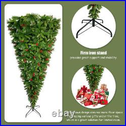 7.4 ft Upside Down Green Christmas Tree Hinged Spruce Full Tree 1500 Branch Tips