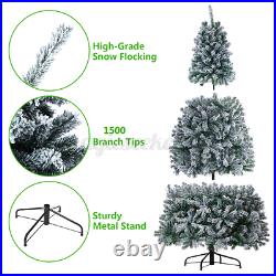 7.5FT 1500 Tips Snow Flocked Christmas Tree Artificial Festival Decorations
