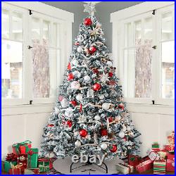 7.5FT Artificial Christmas Home Pre-Lit Green Tree Holiday Stand W / Metal Base