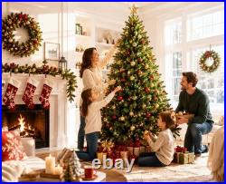 7.5FT Artificial Christmas Tree Dual Color LEDs for Living Room Christmas Decor