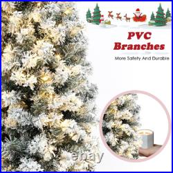 7.5FT Artificial Christmas Tree Prelit Xmas Snow Flocked Xmas Holiday Home Decor 7.5FT Artificial Christmas Tree Prelit Xmas Snow Flocked Xmas Holiday Home Decor