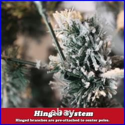 7.5FT Artificial Christmas Tree Prelit Xmas Snow Flocked Xmas Holiday Home Decor 7.5FT Artificial Christmas Tree Prelit Xmas Snow Flocked Xmas Holiday Home Decor
