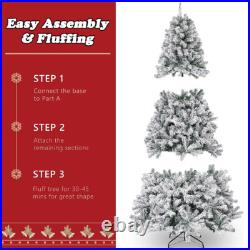 7.5FT Artificial Christmas Tree Prelit Xmas Snow Flocked Xmas Holiday Home Decor 7.5FT Artificial Christmas Tree Prelit Xmas Snow Flocked Xmas Holiday Home Decor