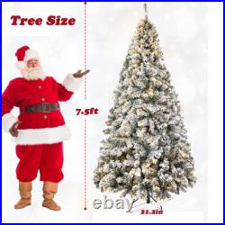 7.5FT Artificial Christmas Tree Prelit Xmas Snow Flocked Xmas Holiday Home Decor 7.5FT Artificial Christmas Tree Prelit Xmas Snow Flocked Xmas Holiday Home Decor