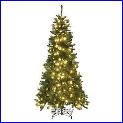 7.5FT Artificial Holiday Christmas Tree with LED Lights Decor Brand New