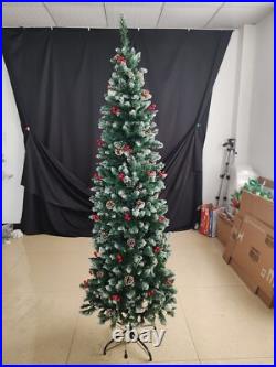 7.5FT Artificial Pencil Christmas Tree with LED Lights