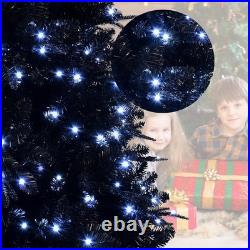 7.5FT Black Prelit Halloween Artificial Christmas Tree 2156 Branch Tip 500 Light