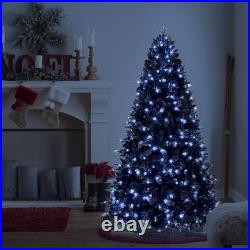 7.5FT Black Prelit Halloween Artificial Christmas Tree 2156 Branch Tip 500 Light