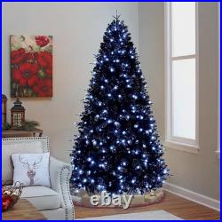 7.5FT Black Prelit Halloween Artificial Christmas Tree 2156 Branch Tip 500 Light