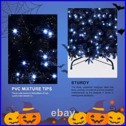 7.5FT Black Prelit Halloween Artificial Christmas Tree 2156 Branch Tip 500 Light