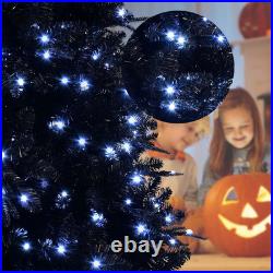 7.5FT Black Prelit Halloween Artificial Christmas Tree 2156 Branch Tip 500 Light