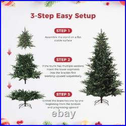 7.5FT Pre-Lit Artificial Christmas Tree, Green Full Aspen Fir Xmas Tree with LED