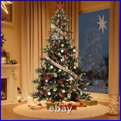 7.5FT Pre-Lit Artificial Christmas Tree, Green Full Aspen Fir Xmas Tree with LED