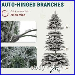 7.5FT Pre-Lit Mountain Pine Flocked Christmas Tree 1278 Branch Tips, 550 Warm
