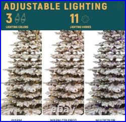 7.5FT Pre-Lit Mountain Pine Flocked Christmas Tree 1278 Branch Tips, 550 Warm