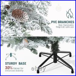 7.5FT Pre-Lit Mountain Pine Flocked Christmas Tree 1278 Branch Tips, 550 Warm