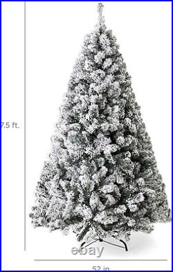 7.5FT Pre-Lit Snow Flocked Hinged Artificial Christmas Tree with 500 LED Lights
