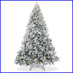 7.5FT Pre-Lit Snow-Flocked Pine Realistic Artificial Holiday Christmas Tree