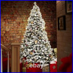 7.5FT Pre-Lit Snow-Flocked Pine Realistic Artificial Holiday Christmas Tree