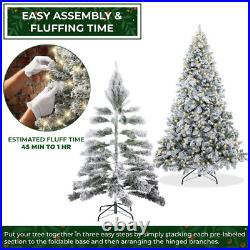 7.5FT Pre-Lit Snow-Flocked Pine Realistic Artificial Holiday Christmas Tree