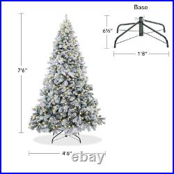7.5FT Pre-Lit Snow-Flocked Pine Realistic Artificial Holiday Christmas Tree