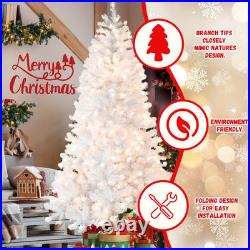 7.5FT Prelit White Artificial Christmas Tree with 450 Light 1240 Tip Home Decore
