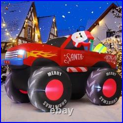 7.5FT Santa Claus Truck Inflatable with LED Lights Christmas Yard Decor
