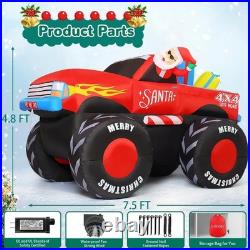 7.5FT Santa Claus Truck Inflatable with LED Lights Christmas Yard Decor