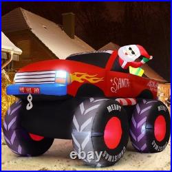 7.5FT Santa Claus Truck Inflatable with LED Lights Christmas Yard Decor
