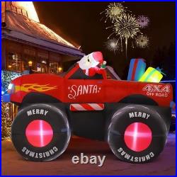 7.5FT Santa Claus Truck Inflatable with LED Lights Christmas Yard Decor