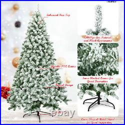 7.5FT Snow Flocked Artificial Christmas Tree Hinged with1346 Tip and Foldable Base