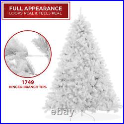 7.5FT White Spruce Realistic Artificial Holiday Christmas Tree with Metal Stand