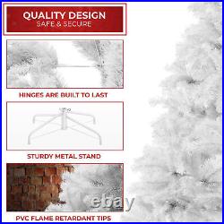 7.5FT White Spruce Realistic Artificial Holiday Christmas Tree with Metal Stand