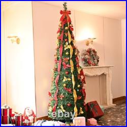 7.5F Prelit Pop Up Christmas Tree Artificial Pull up Xmas Decor Tree with 200Light