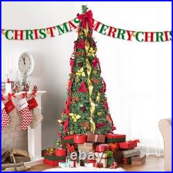 7.5F Prelit Pop Up Christmas Tree Artificial Pull up Xmas Decor Tree with 200Light