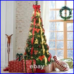 7.5F Prelit Pop Up Christmas Tree Artificial Pull up Xmas Decor Tree with 200Light