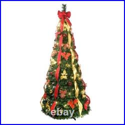 7.5F Prelit Pop Up Christmas Tree Artificial Pull up Xmas Decor Tree with 200Light