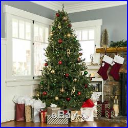 7.5Ft Pre-Lit Artificial Christmas Tree 700 Clear LED and Dense 2000 Hinged Tips