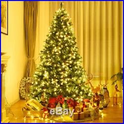 7.5Ft Pre-Lit Artificial Christmas Tree Hinged with 540 LED LightsAnd Pine Cones