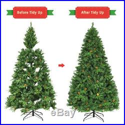 7.5Ft Pre-Lit Artificial Christmas Tree Hinged with 540 LED LightsAnd Pine Cones