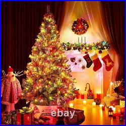 7.5Ft Pre-Lit Artificial Christmas Tree with 600 LED Multicolored String Lights
