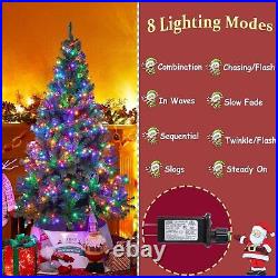 7.5Ft Pre-Lit Artificial Christmas Tree with 600 LED Multicolored String Lights